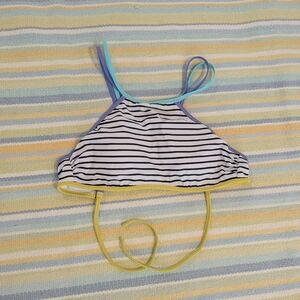 ⭐  Victoria's Secret S Striped High Neck Swim Top Purple Aqua Lime Crisscross